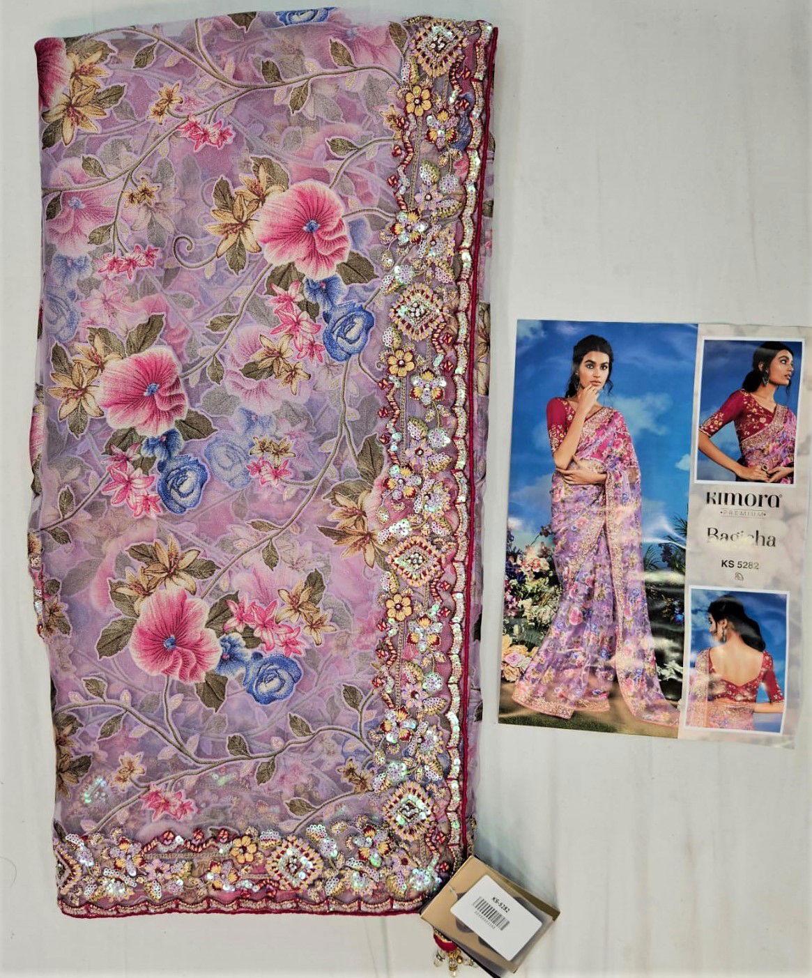 Bagicha By Kimora Brasso Designer Printed Party Wear Sarees Wholesale Shop In Surat